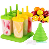 Moldes Para Polos Helados, 6 Piezas/Juego Helados Molde Hacer Formas Para Helados, Incluye Embudo De Silicona Y Cepillo De Limpieza, Heladera Moldes De Postre Hielo - details 2