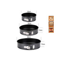 Moldes de acero inoxidable para Tartas, juego de moldes redondos de acero inoxidable antiadherentes, resistentes al calor, 3 piezas (22cm, 25cm, 26cm) - details 0