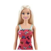 Barbie rubia chic muñeca vestido rosa con mariposas y zapatos azules Mattel (HBV05) - details 0