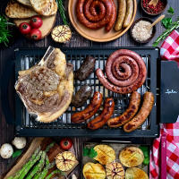 Jata Barbacoa Eléctrica Sin Humo para usar en interiores, Sin humos ni olores, Totalmente desmontable, Bandeja para recoger, Fácil limpieza, Antiadherente, 2000 W Negro - EBQ2 - details 2