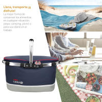 Bolsa térmica porta alimentos Cesta Pegable con asas 30L Bolsa Isotérmica para picnic, playa, camping, barbacoa, Nevera portátil pequeña Camping Comida y Bebida - details 4