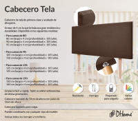 DHOME Cabecero de Polipiel o Tela AQUALINE Liso Cabeceros Cabezal Tapizado Cama Lujo (Marrón Tela) - details 6
