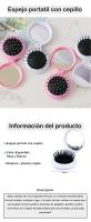 Pack de 12 a 42 unidades de Espejo plegable con cepillo incorporado, Regalos originales para invitados, 2 colores, Cerdas del cepillo antienredo, Espejo de visión normal , Detalles originales para invitados de boda, bautizo o comunión, Regalantes.com - details 0