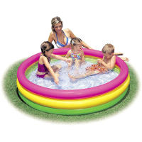 Intex Piscina Hinchable 3 Aros Sunset, Piscina Inflable Reutilizable Para Niños, Juguete De Agua Grueso Portátil Para Jardín, Fiesta Redonda, Interior Y Exterior - details 0