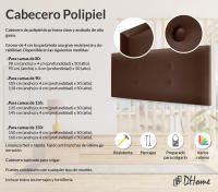DHOME Cabecero de Polipiel o Tela Acualine con 2 Hileras de Botones Colores Cabezal Tapizado Cama Lujo (Chocolate Polipiel) - details 1