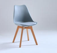 Juego de 6 sillas tulipán con patas de madera, mueble estilo nórdico medieval, con asiento acolchado de cuero sintético, para escritorio, comedor, dormitorio, balcón o restaurante BAR hosteleria, OFICINA Mesa de comedor nórdica cocina - details 1