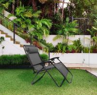 Silla Tumbona Hamaca Plegable para Playa, jardín, terraza - Hamaca Multiposiciones de Metal con cojín reposacabeza - details 2