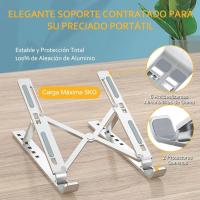 KROWN - Soporte Ordenador Portátil Aluminio Plegable, Soporte para Ordenador Portátil Mesa Altura Ajustable, Laptop Stand para PC Escritorio Compatible con Tablet MacBook Air Pro, ASUS HP Surface Lenovo 5-15,6", Color Plateado - details 4