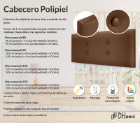 DHOME Cabecero de Polipiel o Tela Acualine con 2 Hileras de Botones Colores Cabezal Tapizado Cama Lujo (Arcilla Polipiel) - details 1