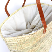 Capazo de Palma Clásico Asa Piel Marrón Medidas: 35 x 28 x 17 cm - details 1