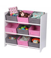 ARISE SHOP-Estantería de almacenaje para habitación infantil 9 cestas azul y gris,Rosa y gris - details 0