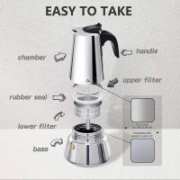 Cafetera de acero inoxidable para uso en el hogar, Cafetera italiana Moka, cafetera expreso, cafetera percoladora, herramientas de café para Latte Stovetop，Envio desde España - details 2