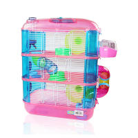 SMELL & SMILE Jaulas para Hamster de plástico Duro, Jaula de Hamster XL 3 Pisos Hamster caseta Bebedero comedero Rueda Todo Incluido 40 x 26x53cm Color Aleatorio. - details 0