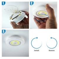 Luz Led COB Para Armario, Lámpara De Noche Para Dormitorio Con Control Remoto, Luz De Vitrina Con Control Remoto Inalámbrico, Regulable, 3w, Luz Blanca, Funciona Con Pila - details 4