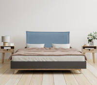DHOME Cabecero de Lino Natural Liso con Ribete Cabezal Tapizado Cama Dormitorio Moderno Top Trending (Azul Lino) - details 2
