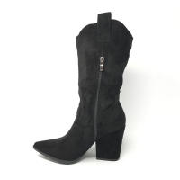 Botines Mujer Caña Media Antelina Beige Camel Negro Tacón Ancho Estilo Camperos Otoño Invierno Moda - details 3