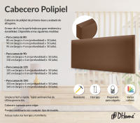 DHOME Cabecero de Polipiel o Tela AQUALINE Liso Cabeceros Cabezal Tapizado Cama Lujo (Arcilla Polipiel) - details 1