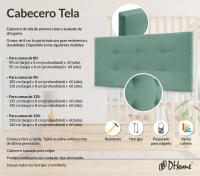 DHOME Cabecero Capitone Tapizado Polipiel o Tela Acualine con 8cm de Grosor Cabezales de Cama Acolchado Capitoné Cabeceros de Cama (Verde Agua Tela) - details 1