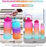 Botella Agua 1.5 Litros Plástico , Botella Agua 2.0 Litros y Agua 900ml y 300ml. Distintas Botellas de Agua Deportivas con Pajita a prueba de fugas, sin BPA, Motivacional, portátil para camping, bicicleta, escuela, coche (bta) - details 1