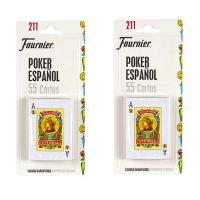 Fournier Pack 2 barajas poker español de 55 cartas Total 110 cartas Juego mesa Jugar Rabino Ramundino Canasta Remigio Familia Adultos Camping Piscina Playa En blister Reverso rojo o azul Calidad media Casino Divertido Diversión 3 monos o jokers Bufón - details 1