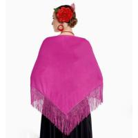 Mantón de Manila bordado de flor colores liso para mujer niña, Manton de Flamenco para el Vestido de Feria, Sevillana o Flamenca Color Negro Rojo Blanco Rosa Azul - details 6