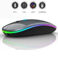 Raton Inalambrico con Bluetooth y 2.4Ghz con NANO USB, Recargable Ratón Inalámbrico compacta y fina para Android/ Windows, 3 dpi Ajustable Bluetooth 5.1, Compatible con Laptop/iPad/iPhone/Mac iOS/P (Negro) - details 3