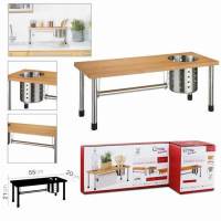 MAXHOME- Organizador de Cocina, Soporte para Cubiertos, Especiero, Portarrollos, Bambú & Acero, Marrón & PlateadoEstante de cocina de bambú 55x20x20 cm - details 2