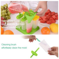 Moldes Para Polos Helados, 6 Piezas/Juego Helados Molde Hacer Formas Para Helados, Incluye Embudo De Silicona Y Cepillo De Limpieza, Heladera Moldes De Postre Hielo - details 3