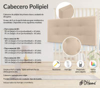 DHOME Cabecero Capitone Tapizado Polipiel o Tela Acualine con 8cm de Grosor Cabezales de Cama Acolchado Capitoné Cabeceros de Cama (Beige Polipiel) - details 1