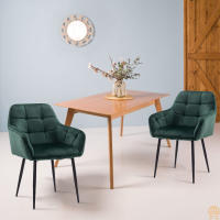 ALLINLIFE Juego de 2 、4 Sillón de terciopelo, con respaldo, patas de metal, adecuado para silla de sala de estar, comedor, dormitorio, 2/4 piezas soporte de carga 150KG（Verde oscuro） - details 3