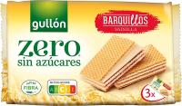 Barquillo Gullón Zero sin Azúcares Sabor Vainilla - Contiene 12 unidades de 180g o de 60g cada una - Tres capas de fina crema de vainilla separados por una deliciosa oblea. Son alto contenido en fibra y ZERO azúcares - details 0