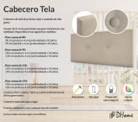 DHOME Cabecero de Polipiel o Tela Acualine Liso con Botones Tapizado Colores Cabezal Lujo Cama Dormitorio Moderno Acolchado (Beige Tela) - details 1