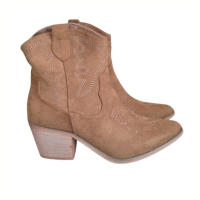 Botines de Mujer Cowboy, Estilo Campero con Tacón Medio Bajo Ancho, Marrón Camel Beige, Moda Casual Otoño Invierno - details 0