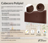 DHOME Cabecero de Polipiel o Tela Acualine Liso con Botones Tapizado Colores Cabezal Lujo Cama Dormitorio Moderno Acolchado (Chocolate Polipiel) - details 1
