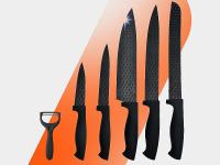 Bonplus BP  Set Cuchillos de Cocina Negros con Soporte  Juego de Cuchillos Profesionales Fabricados en Acero Inoxidable  Set de 6 Piezas  Pelador de Patas y Verduras  Soporte de Plástico  Accesorios de Cocina  Cocina - details 3