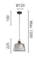 Novolux Lighting- Lámpara de techo- Baguet, color negro, uso interior, acero y madera,e27, 42W, IP20, interior - details 2