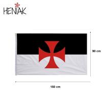 Bandera templaria grande 150 cm x 90 cm Heniak Store tela tipo poliester caballeros templareos medieval estandarte historico cruz roja fondo negro y rojo decoracion ondeante - details 4
