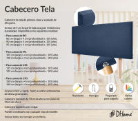 DHOME Cabecero de Polipiel o Tela AQUALINE Liso Cabeceros Cabezal Tapizado Cama Lujo (Azul Tela) - details 6