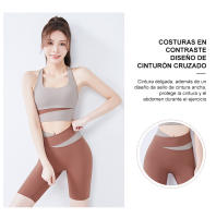 FREES COPES Pantalones Cortos de Yoga para Mujer, Cinco Puntos Fitness Sexy Levantamiento de Glúteos，seamless yoga leggings - details 3