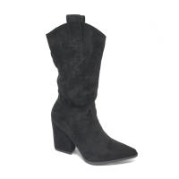 Botines Mujer Caña Media Antelina Beige Camel Negro Tacón Ancho Estilo Camperos Otoño Invierno Moda - details 2