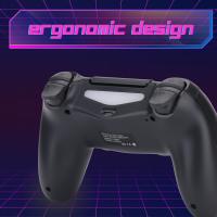NK Mando para PS4 / PS3 / PC / Móvil Inalámbrico - Wireless Controller con Dualshock, Función Detección 6 ejes, Luz LED, Panel Táctil, Entrada para Auriculares, Cable de Carga incluido - Negro - details 2