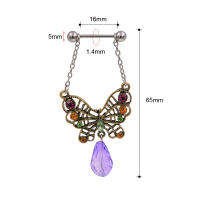 2 uds mariposa barras de perforación de acero anillo protector 316l cuerpo de acero inoxidable joyería cadena para cuerpo de regalo de cumpleaños - details 3