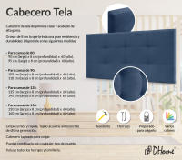 DHOME Cabecero Capitone Tapizado Polipiel o Tela Acualine con 8cm de Grosor Cabezales de Cama Acolchado Capitoné Cabeceros de Cama (Azul Tela) - details 1