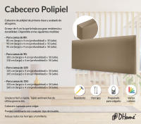 DHOME Cabecero de Polipiel o Tela AQUALINE Liso Cabeceros Cabezal Tapizado Cama Lujo (Marrón Claro Polipiel) - details 1