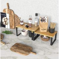 MAXHOME-Juego de 2 Estantes para Especias, Organizador de Mostrador Expandible, Estante de armarios Apilable, Estante de almacenamiento de cocinaEstante Bambu X2   40 x19.5 x15.5 /40 x18.3x13.5 cm - details 4