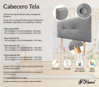 DHOME Cabecero de Polipiel o Tela Acualine Liso con Botones Tapizado Colores Cabezal Lujo Cama Dormitorio Moderno Acolchado (Gris Tela) - details 8