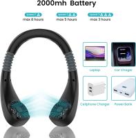 Ventilador Cuello Portatil Usb Recargable: Mini Aire Acondicionado Manos Libres Aspas Personal Batería Pequeño Doble Cabeza 3 Velocidades 6 Modos 180 ° Giratorio Colgante Oficina - details 9