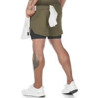 Pantalones cortos hombre con forro interior + toalla para gym secado rápido del sudor pantalón con bolsillo para móvil y toalla de chándal microfibras para deporte gimnasio entrenamiento fitness crossfit tejido suave y ligero - details 2