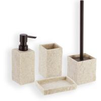 Vaso Jabonera Dispensador de Jabon y Escobillero Efecto Piedra Para Baño Aseo WC Tendance - details 0