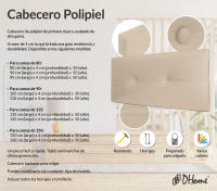 DHOME Cabecero de Polipiel o Tela AQUALINE Pro cabeceros Cabezal tapizado Cama Lujo (Beige Polipiel) - details 1